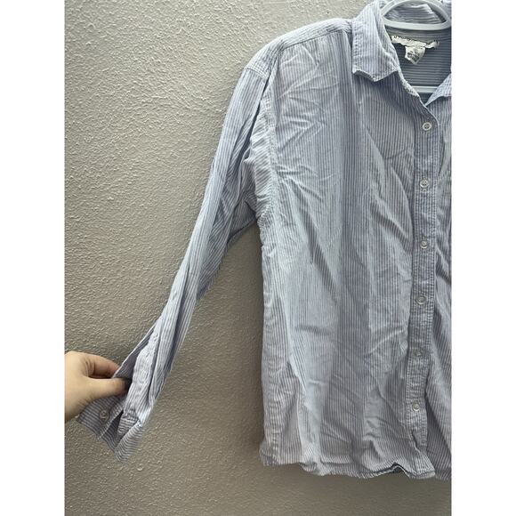 New York Aspects Womens Shirt Size Medium Blue Striped Button Up Long Sleeve VTG - Picture 3 of 13